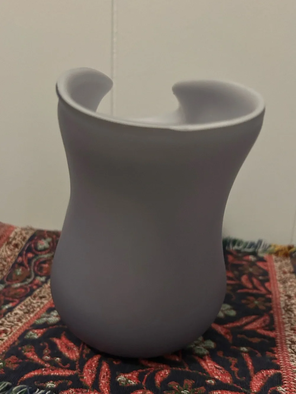 Pottery Barn Frosted Purple Ombré Pinched Sides Satin Glass Finish Vase